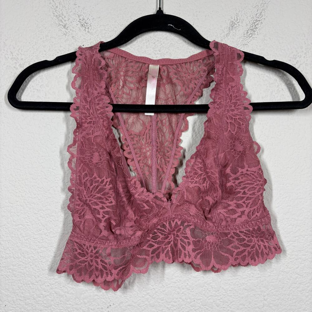 Pink Victoria’s Secret Womens Size Medium Lace Racerback Bra Bralette Pink